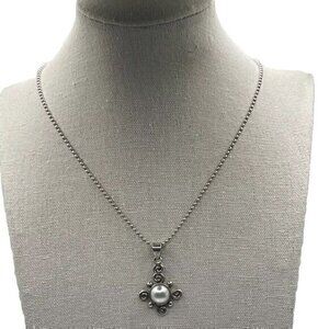 Sterling Silver 925 Women's Freshwater Pearl Pendant Thailand Signed JM Vintage